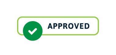 Onaylama işareti. Vektör modern renk çizimi. Beyaz arkaplan üzerinde işaretli yeşil yatay çerçeve ve metin izole. Pankart, poster, ağ için tasarım