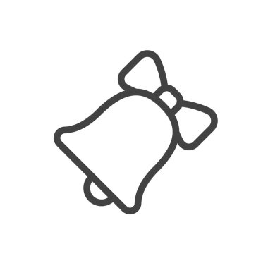 Model Ui Simge Eğitimi ve Okul Sınıfı Koleksiyonu. Vektör siyah doğrusal çizim. Beyaz arka planda yay sembollü sınıf çanı. Noel tatili ve üniversite için tasarım ögesi