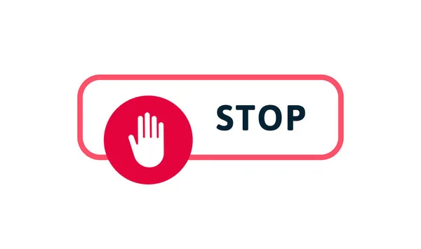 Stoppschild Vektor Moderne Farbdarstellung Roter Rahmen Mit Text Und Hand — Stockvektor