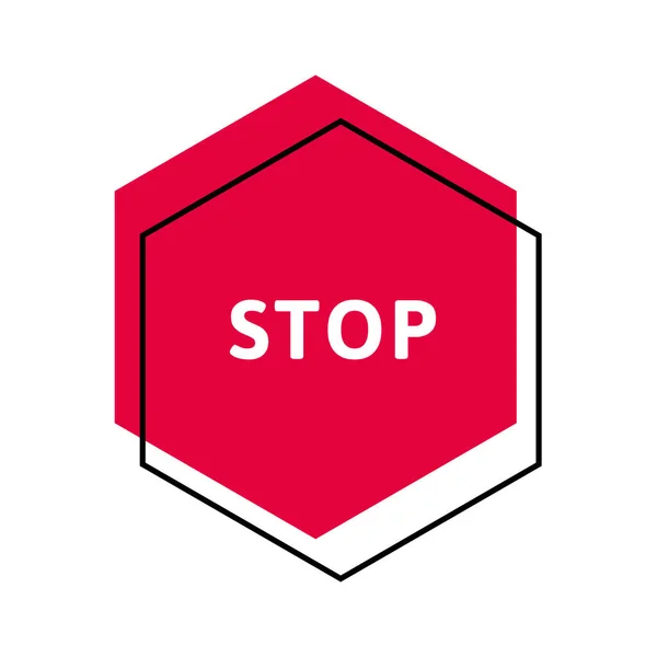 Stoppschild Vektor Moderne Farbdarstellung Roter Rautenrahmen Mit Schwarzer Silhouette Und — Stockvektor