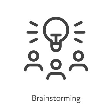 Taslak stil ui simgeleri iş koleksiyonu için yumuşak beceri. Vektör siyah doğrusal çizim. Beyin fırtınası. Ampul ve iş adamı sembolü izole edildi. Şirket eğitimi için tasarım