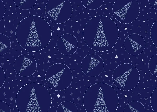 濃い青の背景に雪片のシームレスなパターン さまざまな形状やサイズの雪片がたくさんあります 冬のデザイン クリスマスの飾り 暗い青の背景に新年とクリスマスカード メリークリスマスとハッピーニューイヤーのお祝いのデザイン — ストック写真