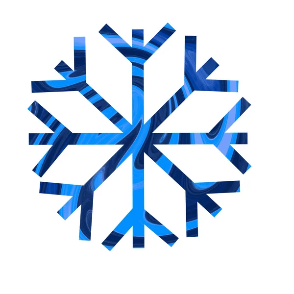 ブルーの色調で抽象的なパターンを持つスノーフレーク 青の色合いのアクリル絵具 冬のクリスマスの装飾の要素 新年のデザイン — ストック写真