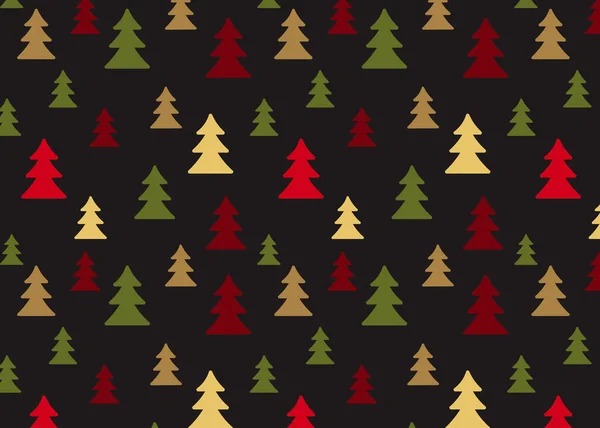 Płynny Wzór Kolorowymi Choinkami Ciemnym Tle Zimowy Design Dekoracje Świąteczne — Zdjęcie stockowe