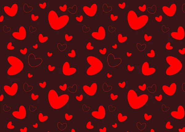 Koyu Bir Arka Planda Farklı Boyutlarda Kırmızı Kalpleri Olan Kusursuz — Stok fotoğraf