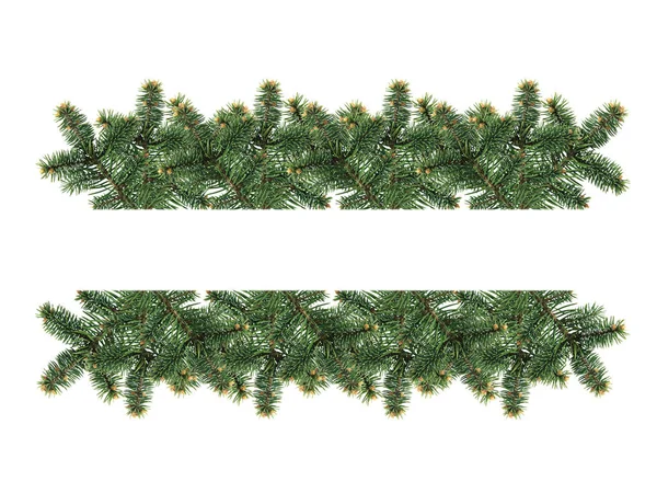 Zusammensetzung Der Tannenzweige Auf Weißem Hintergrund Weihnachtsdesign Element Weihnachtsgirlanden Mit — Stockfoto
