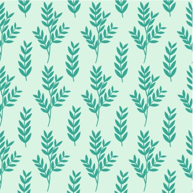 Seamless pattern with green leaves on a light background. Floral pattern. Vector. Pattern for background, packaging, decor, wallpaper, textile.