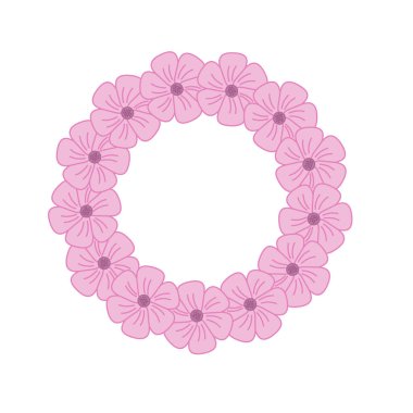 Flower arrangement of a round shape. Pink flowers isolated on white background. Vector. Wedding design element. Festive flower arrangement. Postcard design. Copy space.