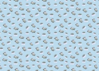 Mavi arka planda kusursuz dolar deseni. Zarfta para var. Dolar paketleri. 