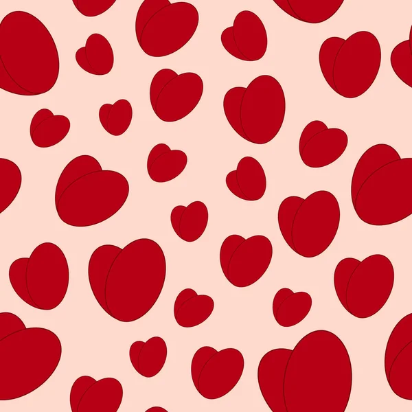 Seamless Pattern Hearts Pink Background Vector Design Valentine Day Materials — Vetor de Stock