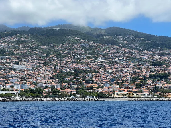 Madeira Portugal Funchal Här Panoramautsikt Över Staden Funchal Från Atlanten — Stockfoto