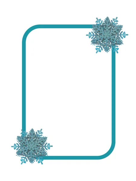 Elemento Rettangolare Natalizio Con Fiocchi Neve Blu Elemento Design Invernale — Foto Stock