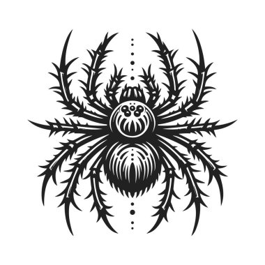 Beyaz arka planda zehirli örümcek. Vektör illüstrasyonu