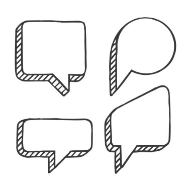 Çizgili kenarlı el çizimi konuşma baloncukları