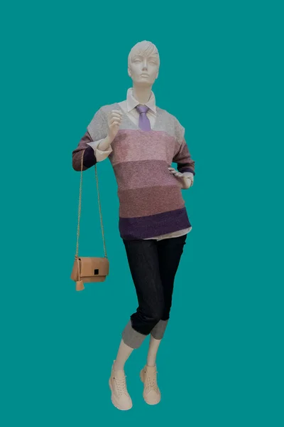 Imagen Longitud Completa Maniquí Exhibición Femenina Que Usa Suéter Cuello —  Fotos de Stock
