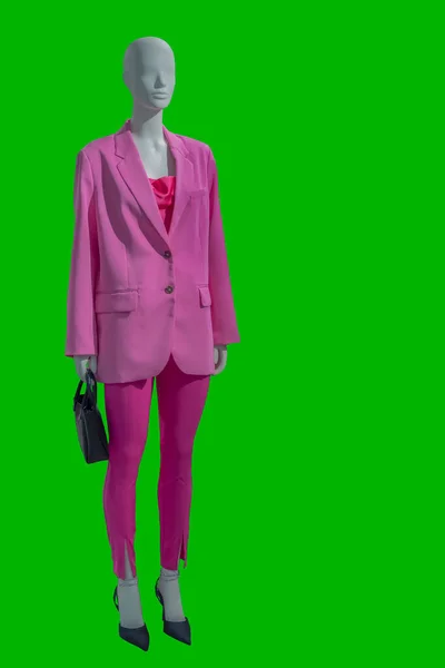 Plná Délka Obrázek Ženské Displej Figuríny Oblečené Růžové Bundě Těsné — Stock fotografie