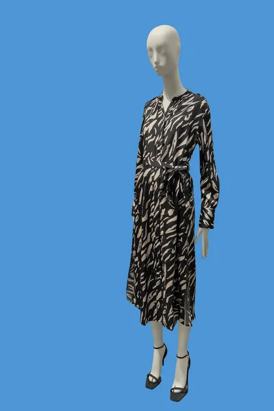 Полная Длина Изображения Женского Манекена Дисплея Элегантном Черно Белом Платье — стоковое фото