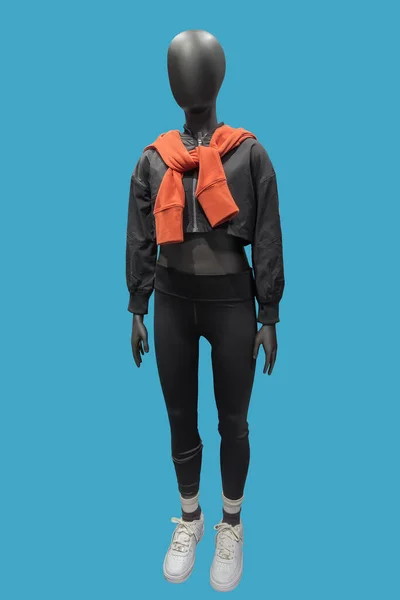 Full Length Image Girl Display Mannequin Wearing Fashionable Sportswear Isolated — стоковое фото