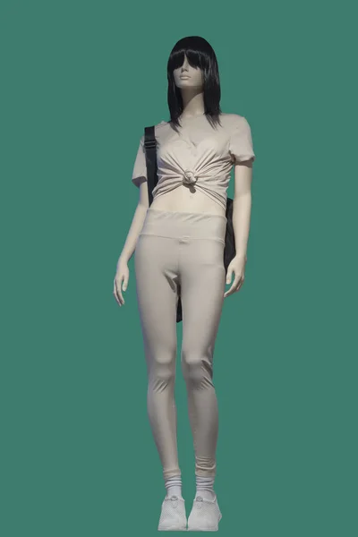 Full Length Image Female Display Mannequin Wearing Fashionable Sportswear Isolated — Stock Photo, Image