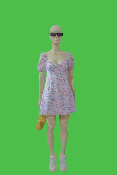 Voller Länge Bild Einer Weiblichen Schaufensterpuppe Tragen Modische Kleid Mit — Stockfoto