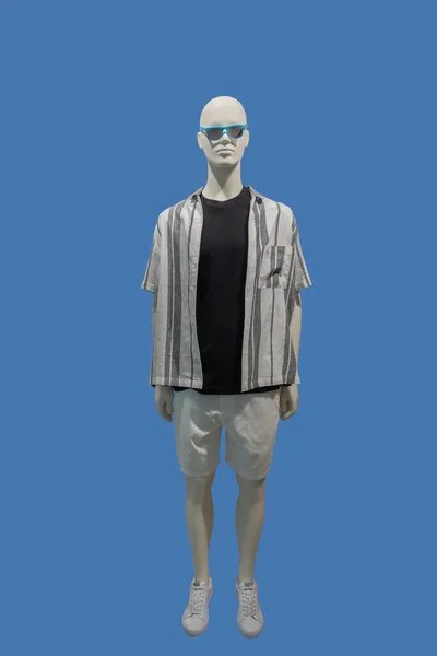 Full Length Image Male Display Mannequin Wearing Unbuttoned Gray Short — Stock Photo, Image