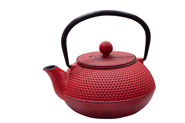 Клей Китайський Чайник Красивим Традиційним Орнаментом Білому Тлі — стокове фото
