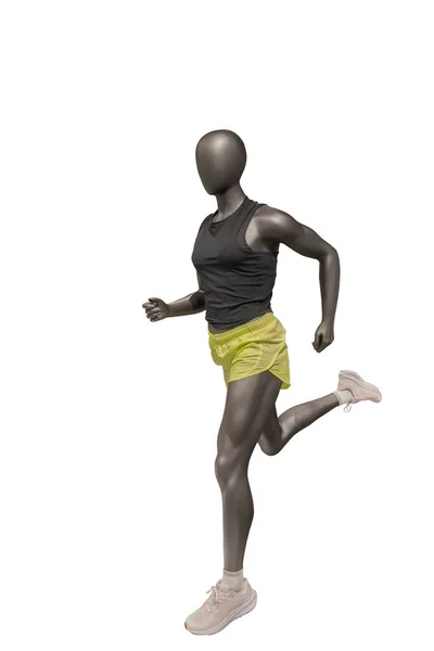 Full Length Image Running Female Display Mannequin Wearing Sportswear Isolated — Stock Photo, Image