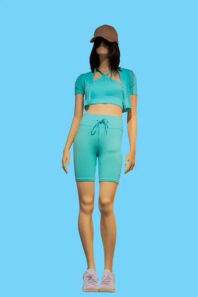 Full Length Image Female Display Mannequin Wearing Trendy Shirtdress Belt — Stock Photo, Image