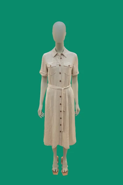 Полная Длина Изображения Женского Манекена Дисплея Модной Рубашке Поясом Изолированы — стоковое фото