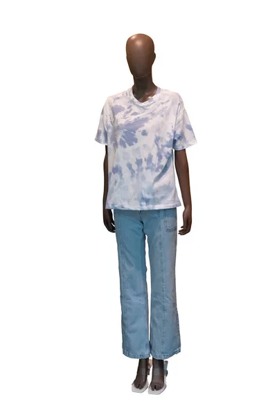 Ganzes Bild Einer Weiblichen Schaufensterpuppe Die Shirt Und Blaue Jeans — Stockfoto