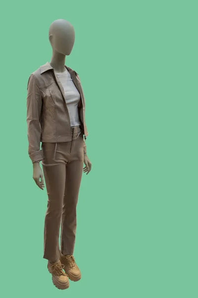 Full Length Image Female Display Mannequin Wearing Fashionable Light Brown — Stock Photo, Image