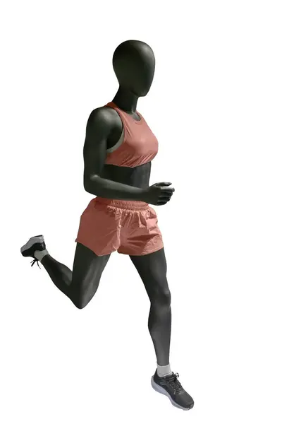 Ganzes Bild Einer Laufenden Weiblichen Schaufensterpuppe Die Trendige Sportbekleidung Auf — Stockfoto