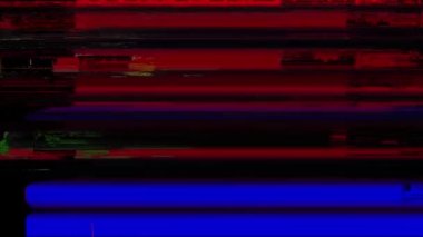 VHS Analog Özet Dijital Animasyonu. Eski televizyon. Arıza Hatası Görüntü Hasarı