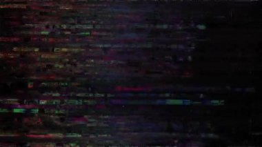 VHS Analog Özet Dijital Animasyonu. Eski televizyon. Arıza Hatası Görüntü Hasarı