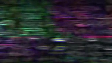 VHS Analog Özet Dijital Animasyonu. Eski televizyon. Arıza Hatası Görüntü Hasarı