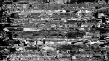 Siyah arka planda eski arızalar ve parazit sesleri. TV Gürültüsü Görüntüsü