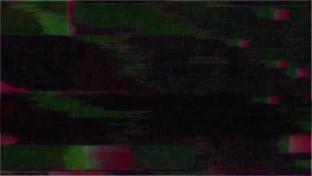 黒の背景に古いグリッチと静的ノイズ テレビノイズ映像 — ストック動画
