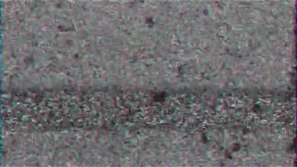 黑色背景上的老字号和静态噪音 电视噪音录影 — 图库视频影像