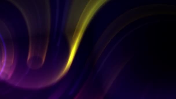 镜头在圆形中移动 用黄色和紫色线捕捉黑暗的背景 — 图库视频影像