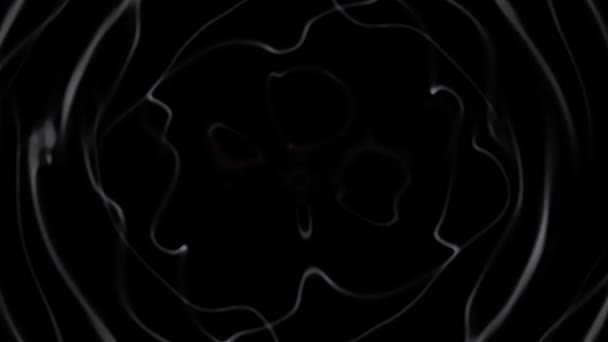 Smoky White Color Swirly Stripes Animation Black Background — Stock Video