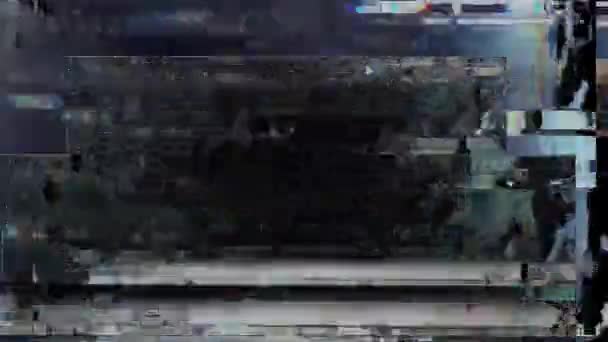 Old Glitches Static Noise Black Background Dalam Bahasa Inggris Cuplikan — Stok Video