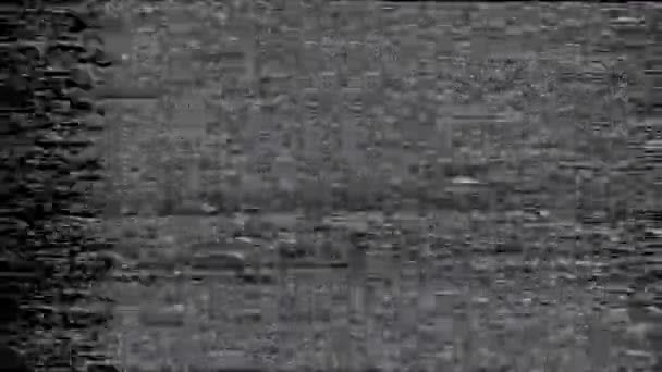 Old Glitches Static Noise Black Background Dalam Bahasa Inggris Cuplikan — Stok Video