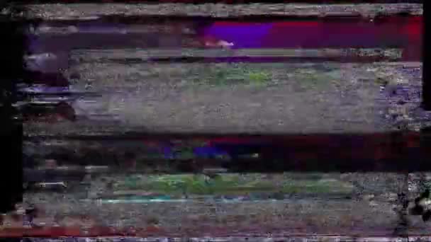 Old Glitches Static Noise Black Background Noise Footage — Stock Video