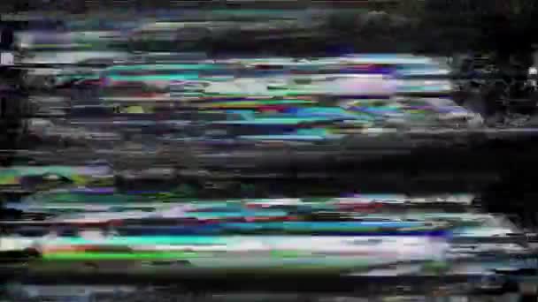 Staré Závady Statický Hluk Černém Pozadí Televizní Záznam Šumu — Stock video