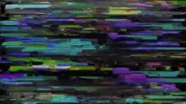 VHS Analog Özet Dijital Animasyonu. Eski televizyon. Arıza Hatası Görüntü Hasarı