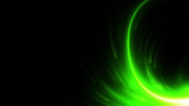 Koyu arkaplan, yeşil kıvrımlı tüyler hareket soyut