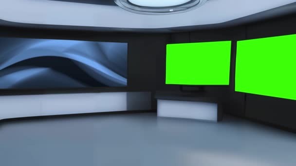 シームレスなループ3Dバーチャルニューススタジオの背景 — ストック動画