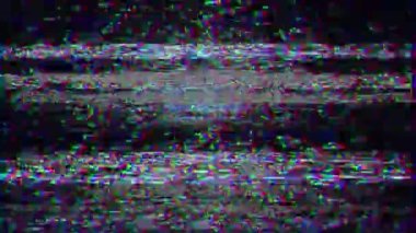 VHS Analog Özet Dijital Animasyonu. Eski televizyon. Arıza Hatası Görüntü Hasarı