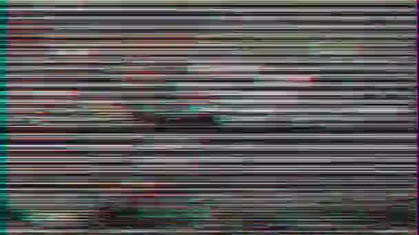 Old Glitches Static Noise Black Background Noise Footage — Stock Video