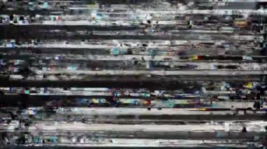 VHS Analog Özet Dijital Animasyonu. Eski televizyon. Arıza Hatası Görüntü Hasarı